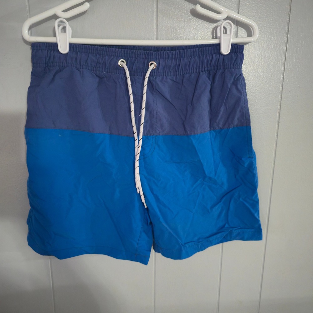 Unbranded Swim Trunks Mens Small Blue Colorblock‎ Drawstring Mesh Lined Shorts